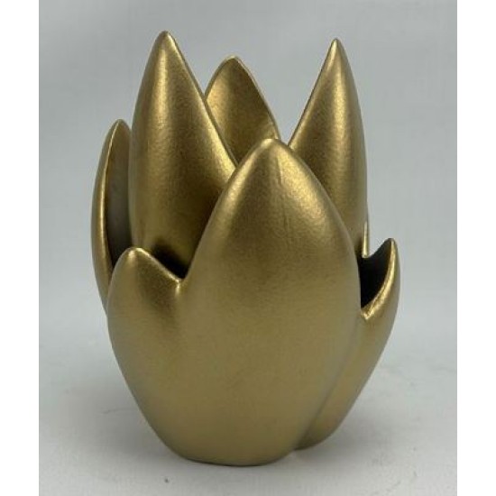 Κηροπήγιο για ρεσώ κεραμικό χρυσό 11x11x14,5εκ.