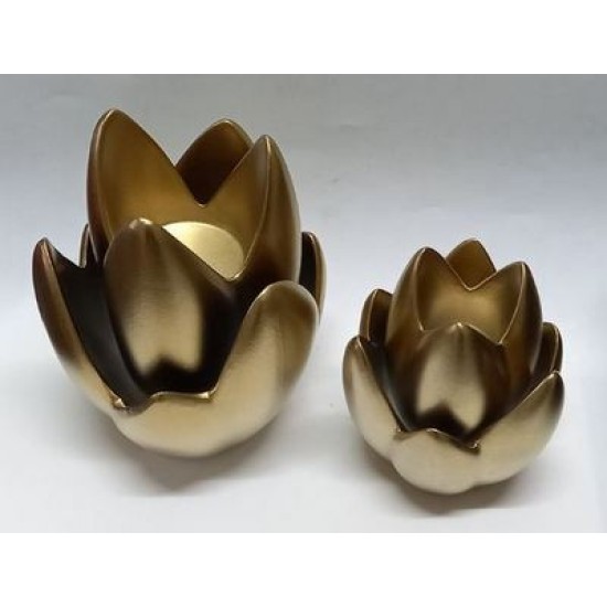 Κηροπήγιο για ρεσώ κεραμικό χρυσό 11x11x14,5εκ.