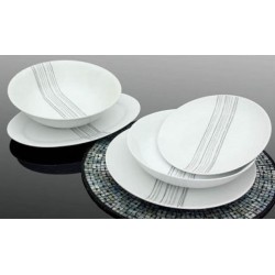 Σετ φαγητού 20 τεμαχίων πορσελάνης κουπέ γκρι γραμμές