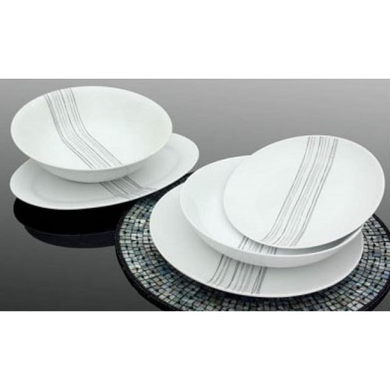 Σετ φαγητού 20 τεμαχίων πορσελάνης κουπέ γκρι γραμμές