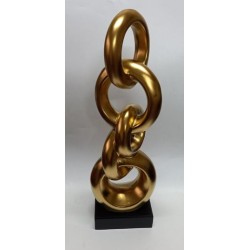 Διακοσμητικό χρυσοί κρίκοι κεραμικό σε ξύλινη βάση Υ43εκ.