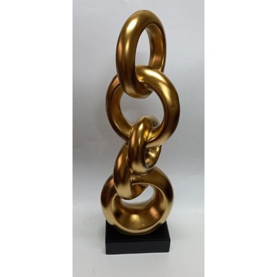 Διακοσμητικό χρυσοί κρίκοι κεραμικό σε ξύλινη βάση Υ43εκ.