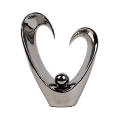 Διακοσμητικό ανοιχτή καρδιά κεραμικό ασημί 31,75εκ.