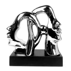 Διακοσμητικό πρόσωπα κεραμικό ασημί/μαύρο 32εκ.