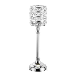 Κηροπήγιο με πόδι μέταλλο/γυαλί ασημί 8x11x37εκ.