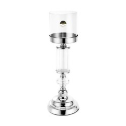 Κηροπήγιο με πόδι μέταλλο/γυαλί ασημί 9,8x12x36,2εκ.
