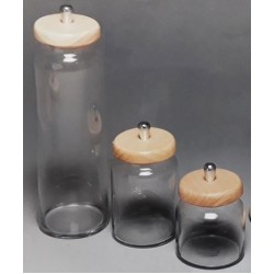 Δοχείο αποθήκευσης τροφίμων borosilacate με ξύλινο καπάκι 10x12,5εκ.