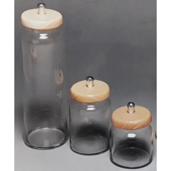 Δοχείο αποθήκευσης τροφίμων borosilacate με ξύλινο καπάκι 10x12,5εκ.