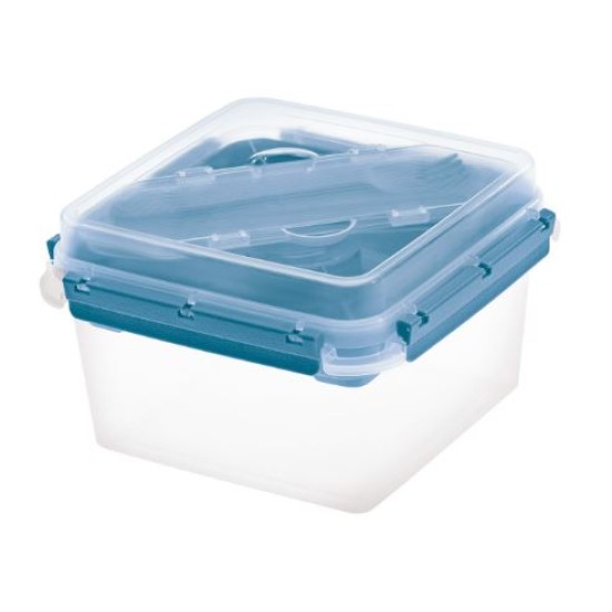 Σετ φαγητοδοχείο με μαχαιροπίρουνα πλαστικό μπλε 2.5L