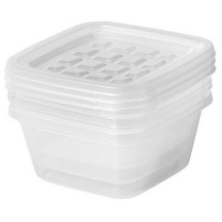 Σετ 3 φαγητοδοχεία πλαστικά τετράγωνα 500ml «Freezy»