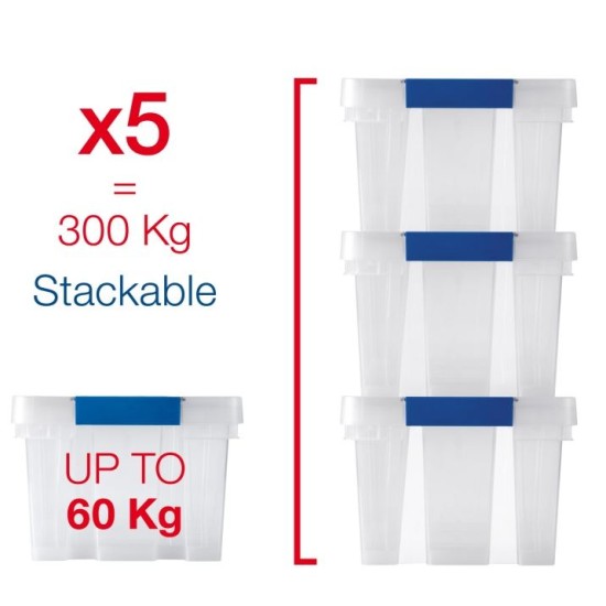 Κουτί αποθήκευσης πλαστικό βαρέως τύπου 40x30x20εκ. 20L Heavy Duty