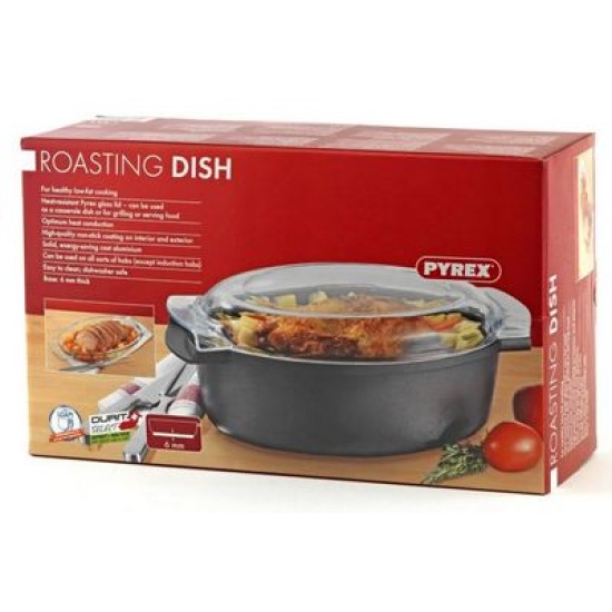 Γάστρα αντικολλητική επαγωγική με πυρίμαχο καπάκι 40x21x16εκ. 6L