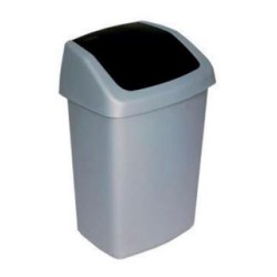 Κάδος απορριμμάτων πλαστικός παλλόμενος ασημί/μαύρο 15L Swing Top