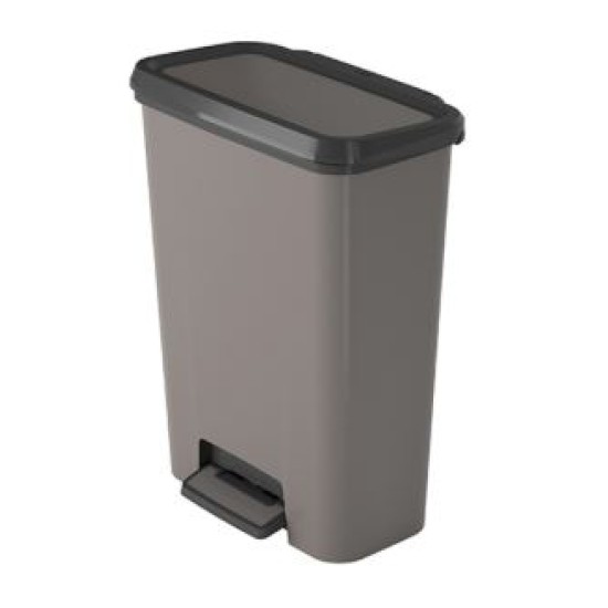 Κάδος απορριμμάτων πλαστικός με πεντάλ γκρι/μαύρο 48x30,5x62εκ. 50L Compatta