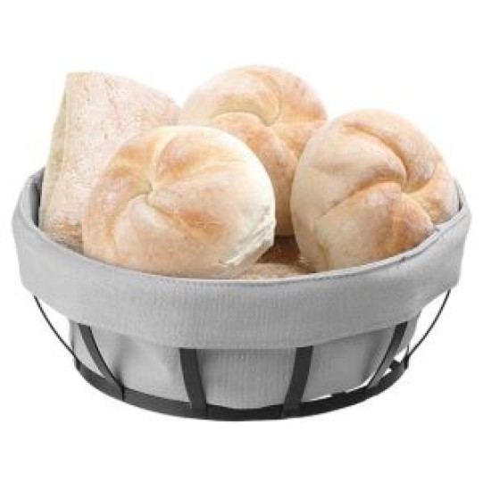 Ψωμιέρα-καλαθάκι μεταλλική με πάνινη θήκη μαύρο/γκρι 22x8εκ.