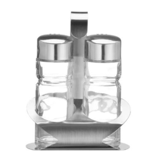 Σετ αλατοπίπερο 2 θέσεων ανοξείδωτο 18/0 8,5x5,5x11,5εκ.