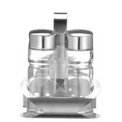 Σετ αλατοπίπερο 3 θέσεων ανοξείδωτο 18/0 8,5x7,5x11,5εκ.