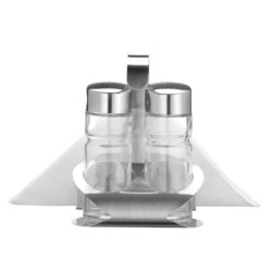 Σετ αλατοπίπερο 3 θέσεων ανοξείδωτο 18/0 8,5x7,5x11,5εκ.