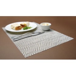 Σετ 6 σουπλά πλαστικά PVC ασημί γεωμετρικά σχέδια 45x30εκ.