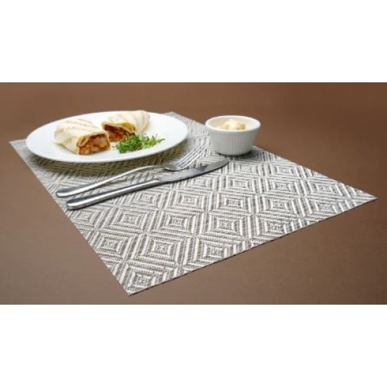 Σετ 6 σουπλά πλαστικά PVC ασημί γεωμετρικά σχέδια 45x30εκ.