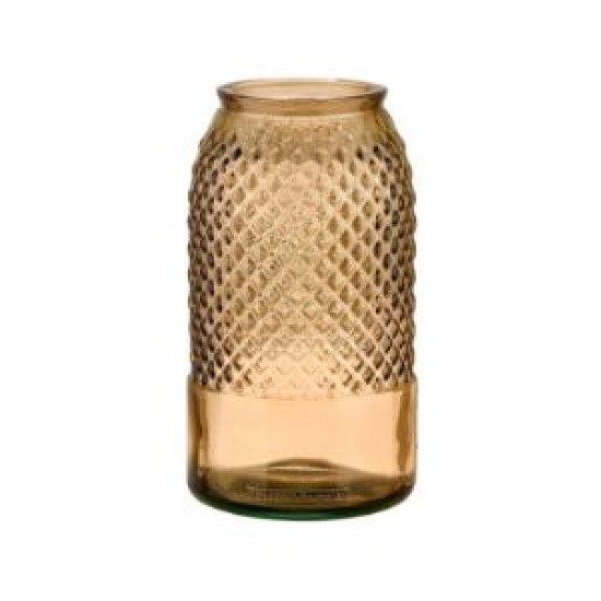 Ανθοδοχείο γυάλινο μπεζ 15x28εκ. 3.6L Diamante