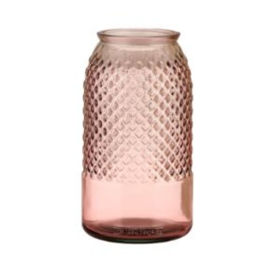 Ανθοδοχείο γυάλινο ροζ 15x28εκ. 3.6L Diamante