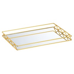 Δίσκος μεταλλικός με τζάμι χρυσός 41x28εκ.