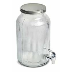 Δοχείο γυάλινο με κάνουλα και μεταλλικό καπάκι 16x25εκ. 4L