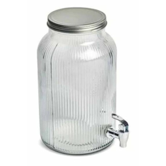 Δοχείο γυάλινο με κάνουλα και μεταλλικό καπάκι 16x25εκ. 4L