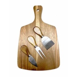 Σετ πλατώ τυριών ξύλινο με 2 μαχαίρια και 1 πηρούνα 31x20x1,5εκ.