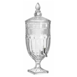 Δοχείο γυάλινο σκαλιστό με πόδι και κάνουλα 5L Pillar