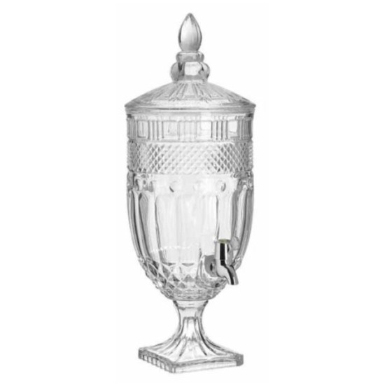 Δοχείο γυάλινο σκαλιστό με πόδι και κάνουλα 5L Pillar