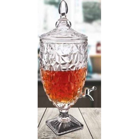 Δοχείο γυάλινο σκαλιστό με πόδι και κάνουλα 5L Diamond