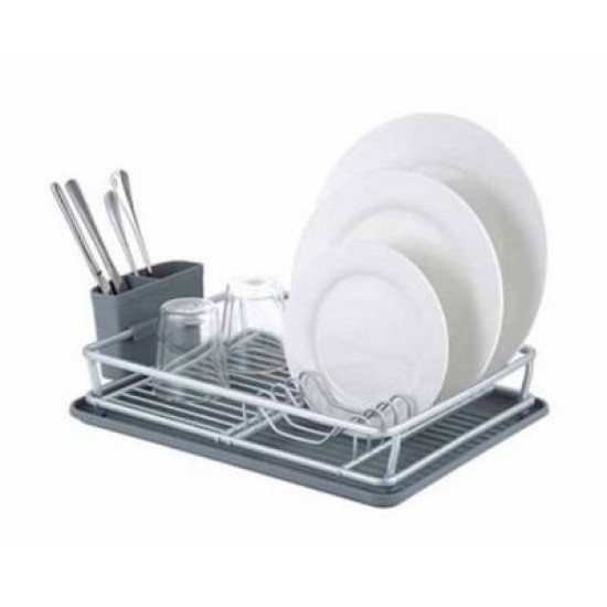 Πιατοθήκη αλουμινίου με πλαστικό δίσκο και κουταλοθήκη 40x28,5x9εκ.