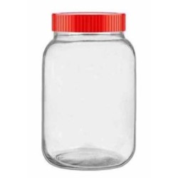 Βάζο αποθήκευσης τροφίμων γυάλινο με πλαστικό βιδωτό καπάκι 3L