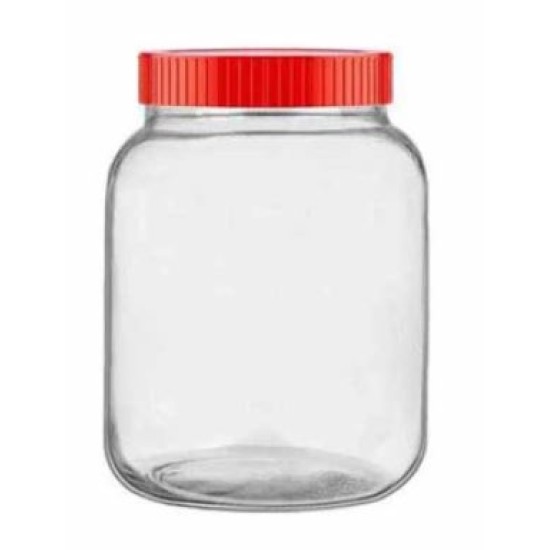 Βάζο αποθήκευσης τροφίμων γυάλινο με πλαστικό βιδωτό καπάκι 2.1L