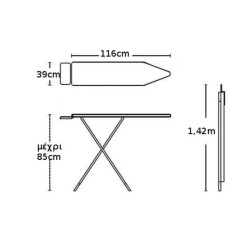 Σιδερώστρα ατμού φαρδιά 116x39εκ.