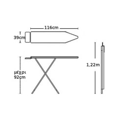 Σιδερώστρα ατμού τύπου S φαρδιά 116x39εκ.