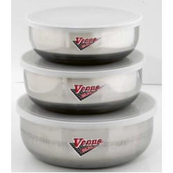 Σετ 3 φαγητοδοχεία ανοξείδωτα στρόγγυλα 16-18-20εκ.