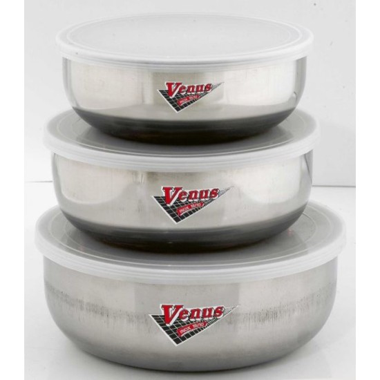 Σετ 3 φαγητοδοχεία ανοξείδωτα στρόγγυλα 16-18-20εκ.