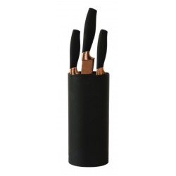 Βάση στήριξης μαχαιριών κυλινδρική 6 θέσεων rubber μαύρη 11x22εκ.