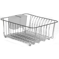 Πιατοθήκη νεροχύτη με λευκή βάση σιλικόνης και κουταλοθήκη 30x35x15εκ.