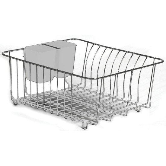 Πιατοθήκη νεροχύτη με λευκή βάση σιλικόνης και κουταλοθήκη 30x35x15εκ.