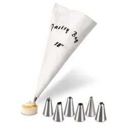 Κορνέ ζαχαροπλαστικής σακούλα υφασμάτινη 47x26εκ. με 9 εξαρτήματα