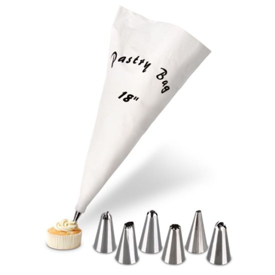 Κορνέ ζαχαροπλαστικής σακούλα υφασμάτινη 47x26εκ. με 9 εξαρτήματα