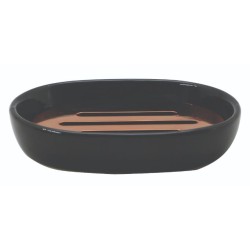 Σαπουνοθήκη κεραμική μαύρη/μπρονζέ 12,5x10x2,5εκ. ESTIA