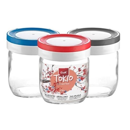 Βάζο αποθήκευσης τροφίμων γυαλί/πλαστικό 425ml Tokio