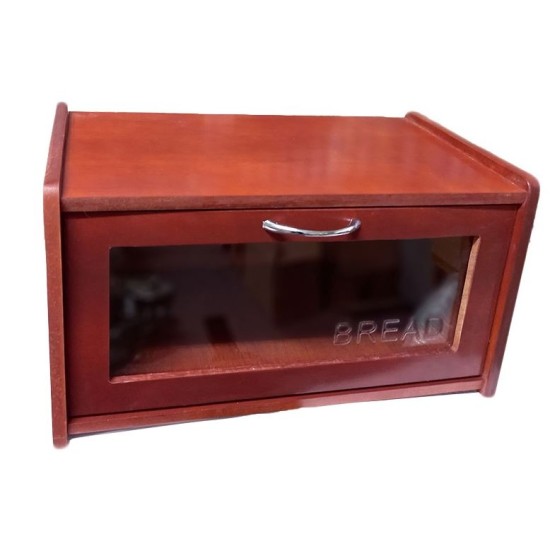 Ψωμιέρα ξύλο/γυαλί με ντουλάπι κερασί 37x21x16,5εκ.