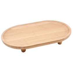 Πιατέλα οβάλ με πόδι ξύλο μπαμπού 46x28x6,3εκ.