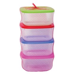 Σετ 4 φαγητοδοχείο τετράγωνα πλαστικά σε δίχτυ 1.5L